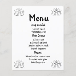 Cats Menu Black White Bröllopsfest Kattunge Modern