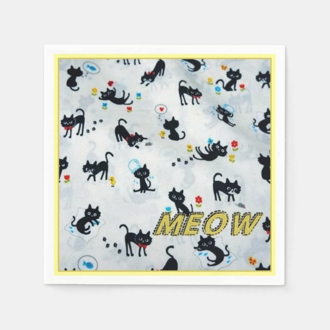Cats Meow Kitten Mönster Napkins Pappersservett (Framsidan)