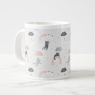 Cats Mönster i Cute Rining Jumbo Mugg