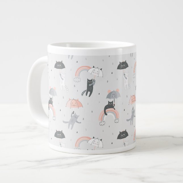 Cats Mönster i Cute Rining Jumbo Mugg (Framsida vänster)