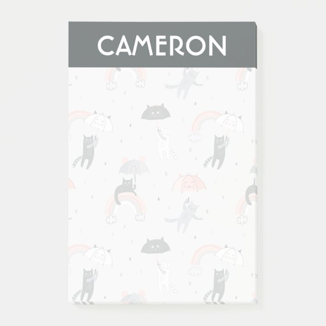 Cats Mönster i Cute Rining Post-it Block (Framsida)