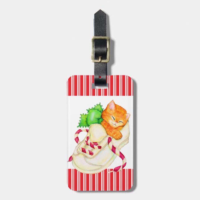 Cats namn adress christmas-bagagemärke bagagebricka (Vertikal Framsida)