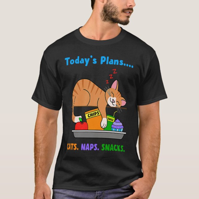 Cats Naps and Snacks T Shirt (Framsida)