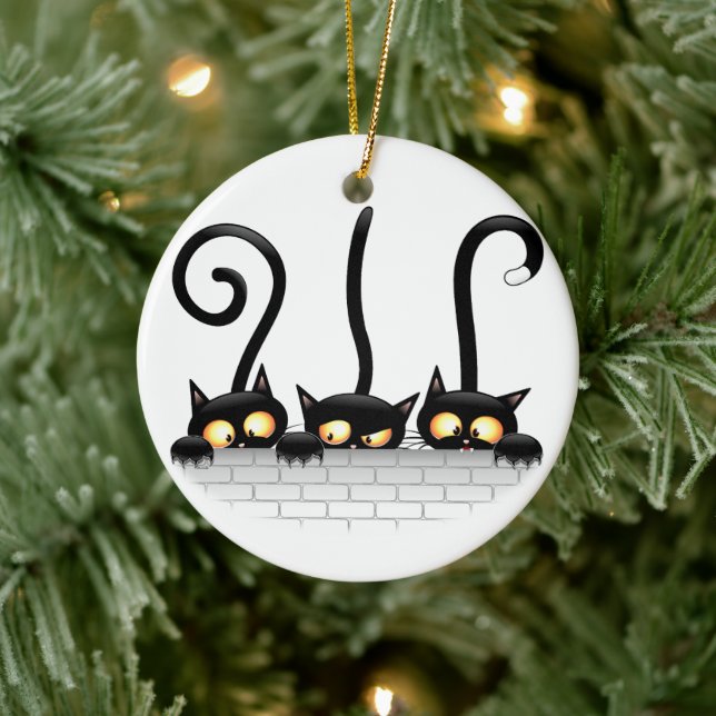 Cats Naughty, Playful and Funny Characters Julgransprydnad Keramik (Träd)