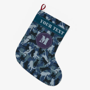 Cats Navy Camouflage Stor Julstrumpa