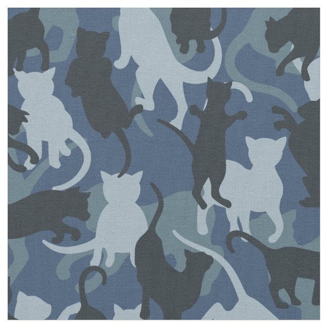 Cats Navy Camouflage Tyg (Närbild)
