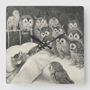 Cats Nightmare. Louis Wain Fyrkantig Klocka