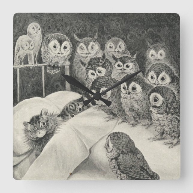 Cats Nightmare. Louis Wain Fyrkantig Klocka (Framsida)