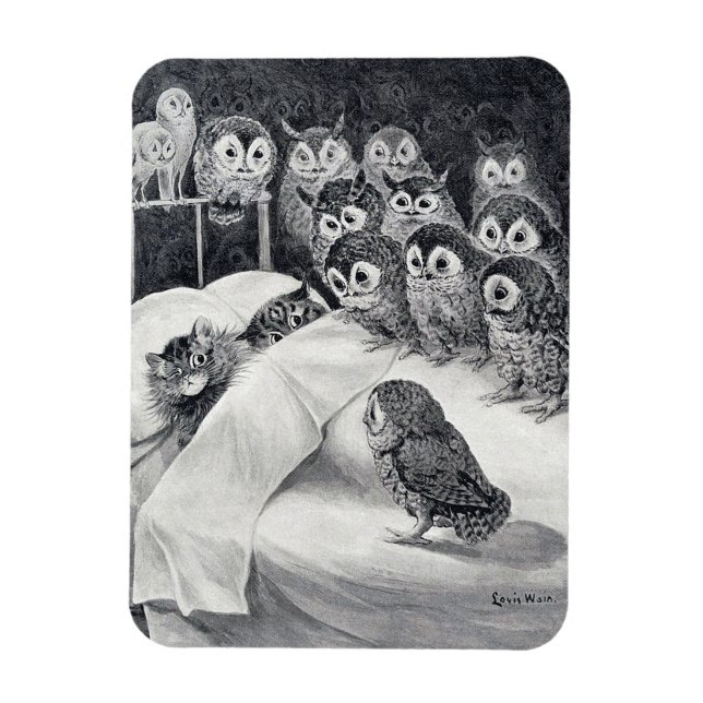Cats Nightmare Uggla Bird, Louis Wain Magnet (Vertikal)
