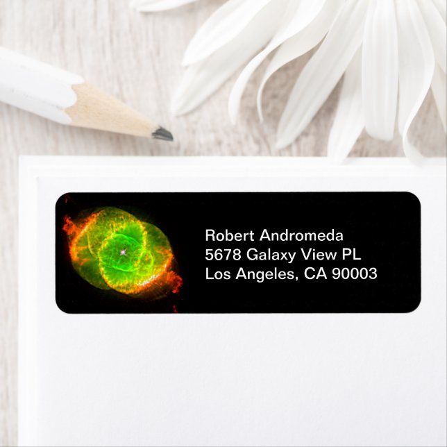 Cats Öga Nebula NGC 6543 Optical Dying Star, ZGOS Returadress Etikett (Insitu)