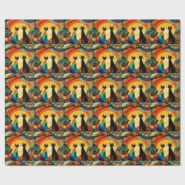 Cats on Bright and Colorful Background, Presentpapper (Seam)