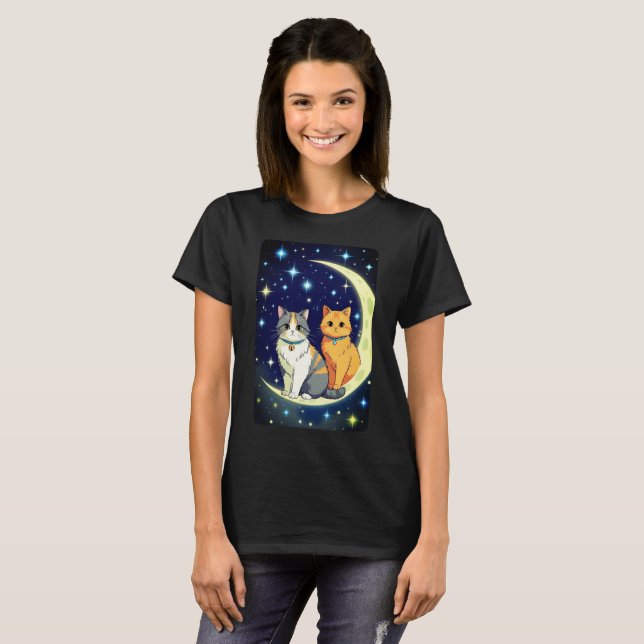 CATS ON THE MOON T SHIRT (Hel framsida)
