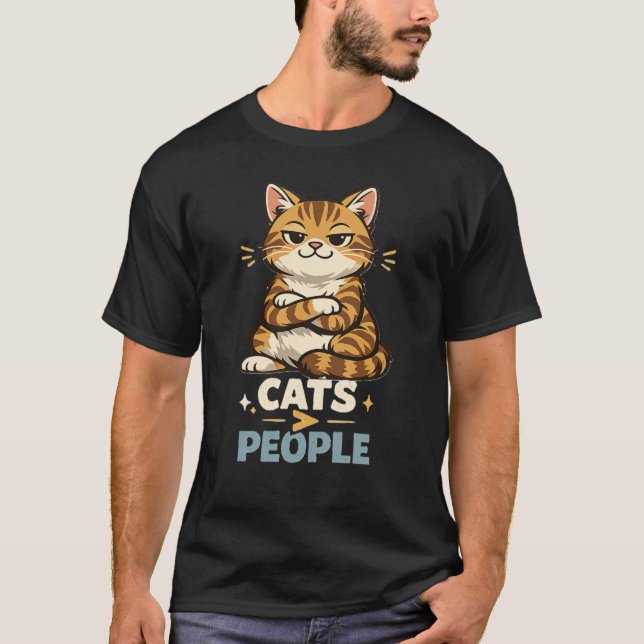 Cats Over People Funny Cat Lover T-Shirt (Framsida)