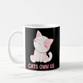 Cats Own Us Funny Cat Lover Humor Kitten Cat Mamma Kaffemugg