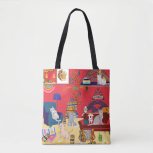 Cats party tote tygkasse