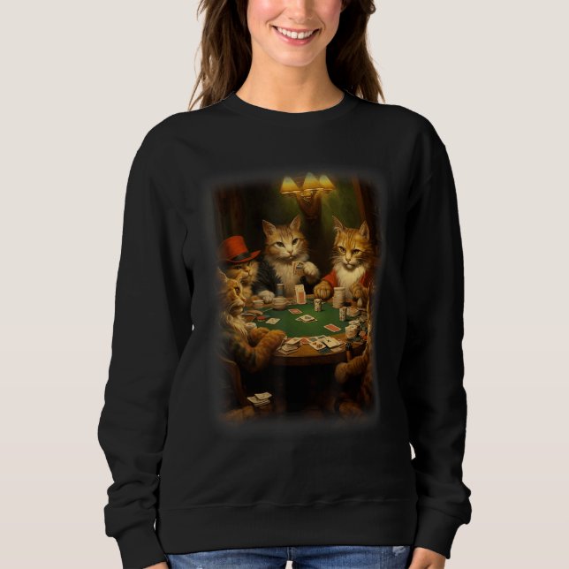 Cats Playing Poker A Friend in Need  Cat  Art T Shirt (Framsida)