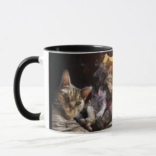 Cats playing poker   mugg (Vänster)