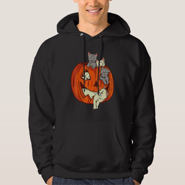 Cats Pumpkin Carved Jack O Lantern Cat Halloween C Hoodie (Framsida)
