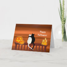Cats Pumpkins Candles Halloween Card