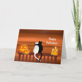 Cats Pumpkins Candles Halloween Card Kort