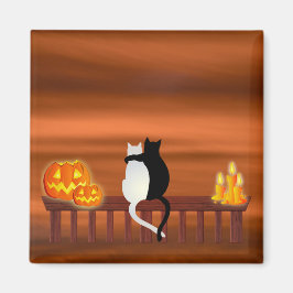 Cats Pumpkins Candles Halloween Magnet