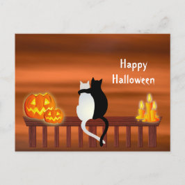 Cats Pumpkins Candles Halloween-vykort Vykort