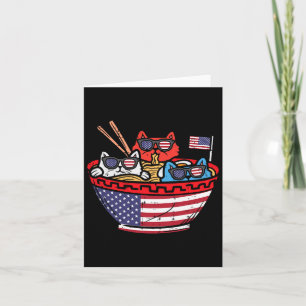 Cats Ramen Anime American Flagga Usa Funny 4th of Kort