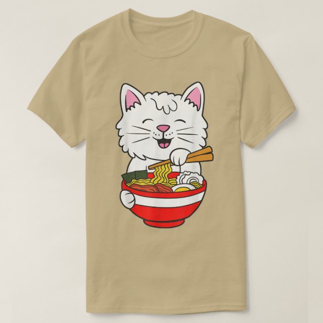 Cats Ramen Anime Kawaii Neko T Shirt (Design framsida)