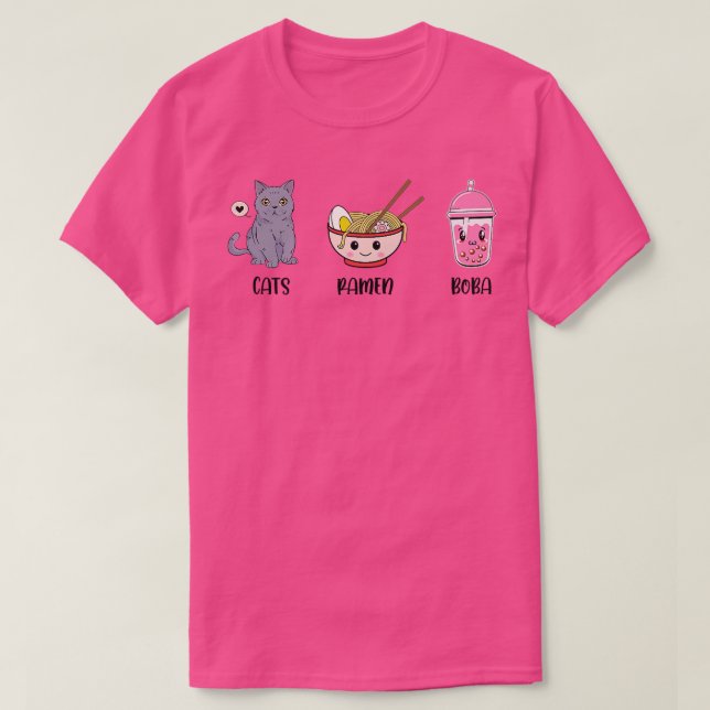 Cats Ramen Boba Tea Älskare Tea Drinker Tea Brewin T Shirt (Design framsida)