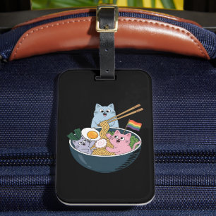 Cats Ramen Rainbow LGBTQ Gay Lesbisk Pride Ally Bagagebricka