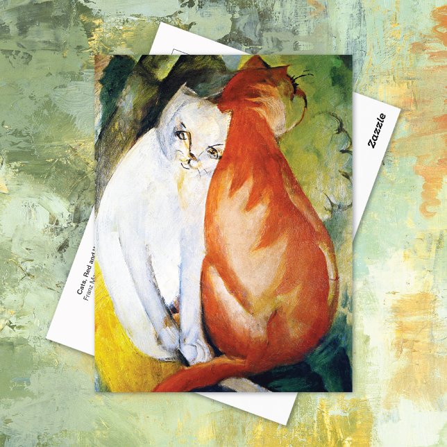 Cats Red and White Franz Marc Vykort (Skapare uppladdad)