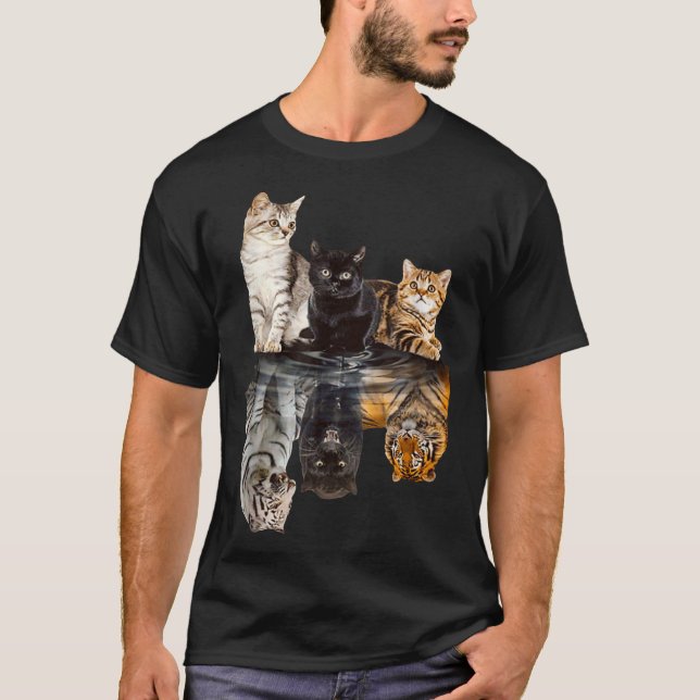 Cats Reflection Mirror Tiger Mom Mother Day Love T Shirt (Framsida)