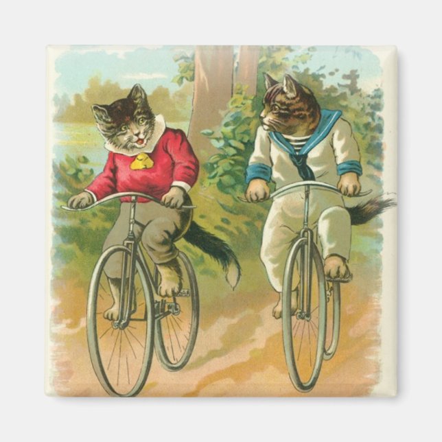 Cats Riding Bikes Magnet (Framsidan)
