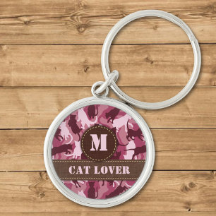 Cats Rosa Camouflage Rund Silverfärgad Nyckelring