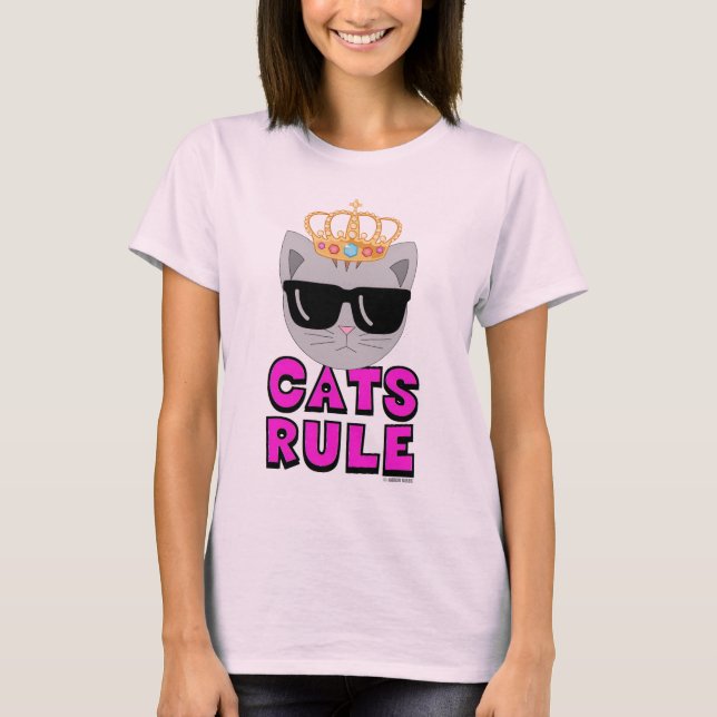 CATS RULE Cat Lover T Shirt (Framsida)