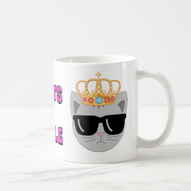CATS RULE Crowned Sunglass Cat - Cat Lover's Kaffemugg (Höger)