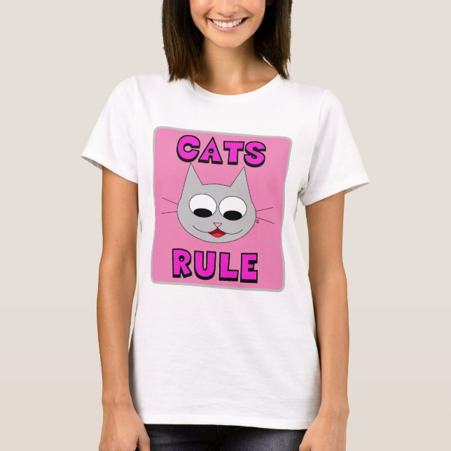 CATS RULE Cute Cat Lover-tshirt T Shirt (Framsida)