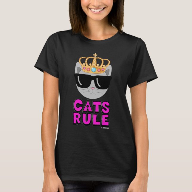 CATS RULE I Kärlek Cats Cat Lover T Shirt (Framsida)