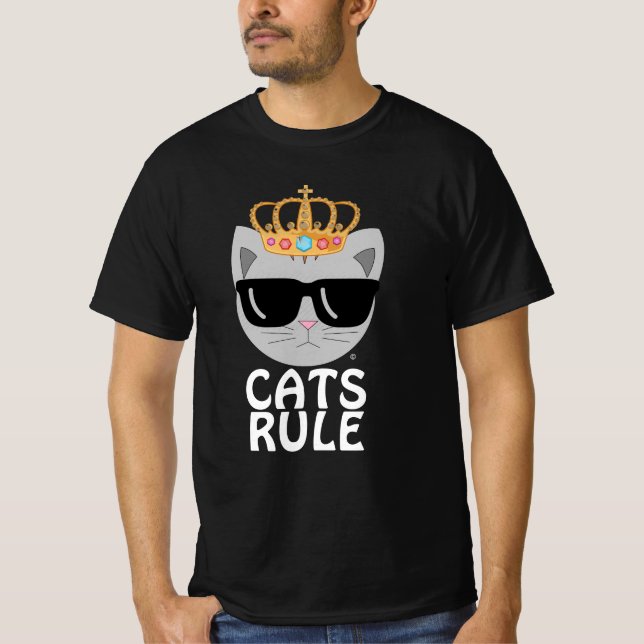 CATS RULE Sunglass Kattunge med judiskt Krona T Shirt (Framsida)