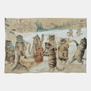 Cats Sång Singing av Louis Wain Kökshandduk