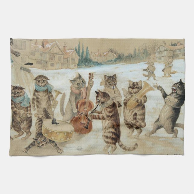 Cats Sång Singing av Louis Wain Kökshandduk (Horisontell)