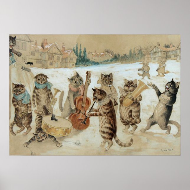 Cats Sång Singing av Louis Wain Poster (Framsidan)