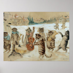 Cats Sång Singing av Louis Wain Poster