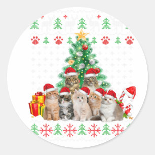 Cats Santa Hat jul Funny Julafton Träd Women Manar Runt Klistermärke
