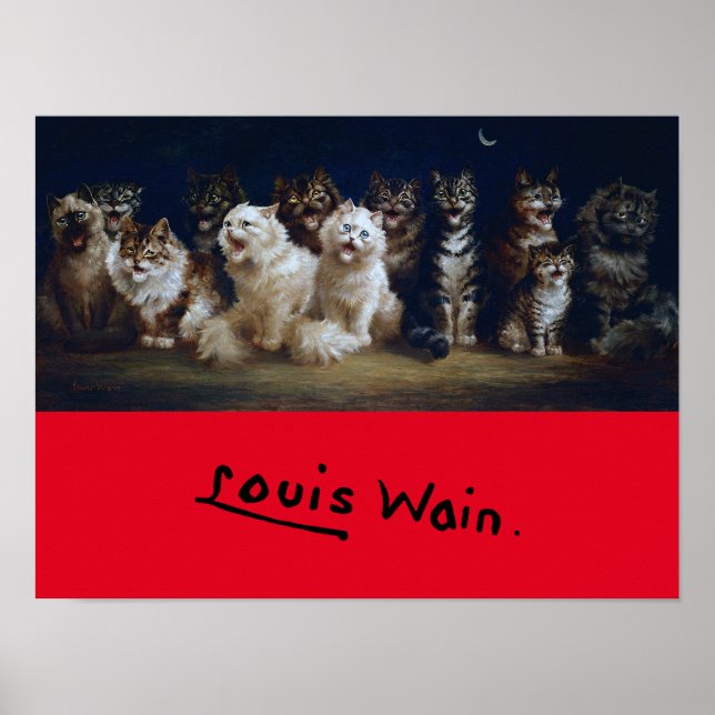 Cats Singing jul sång, Louis Wain Poster (Framsidan)