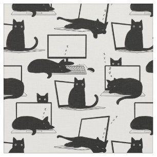 Cats Sitta på bärbara datorer Tyg