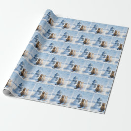 Cats Sitting With a Snowman In a Field Presentpapper