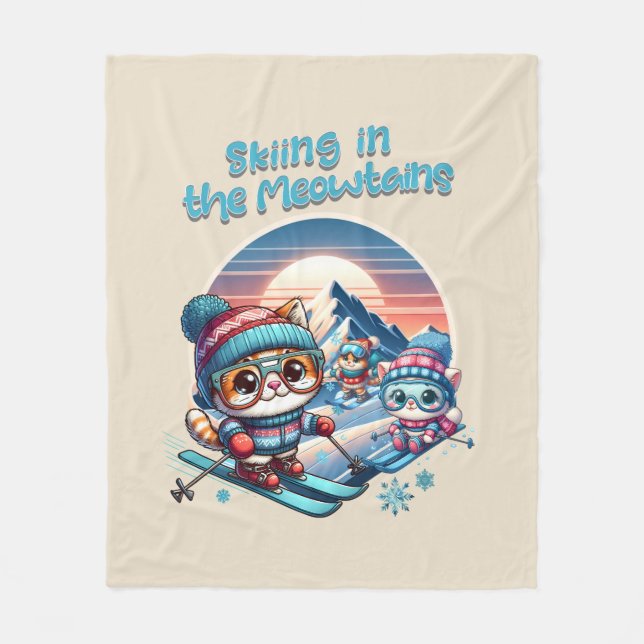 Cats skiing in the Meowtains Fleecefilt (Framsidan)