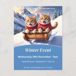 Cats Sled Ride Inbjudan Vykort