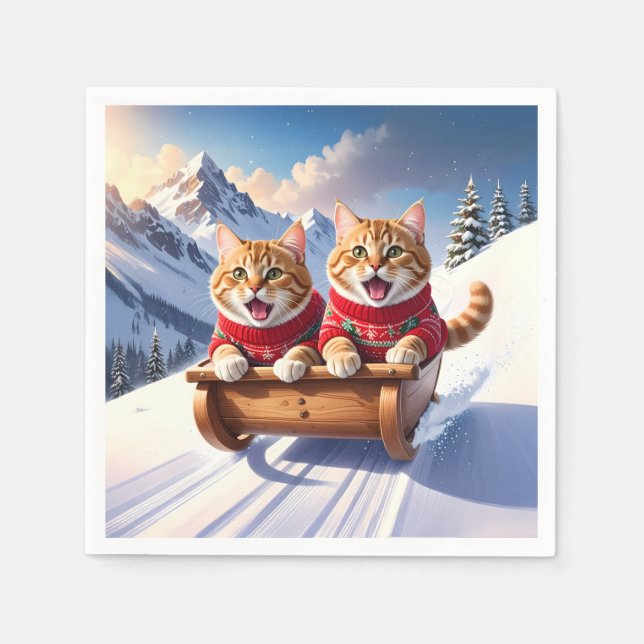 Cats Sled Ride Pappersservett (Framsidan)